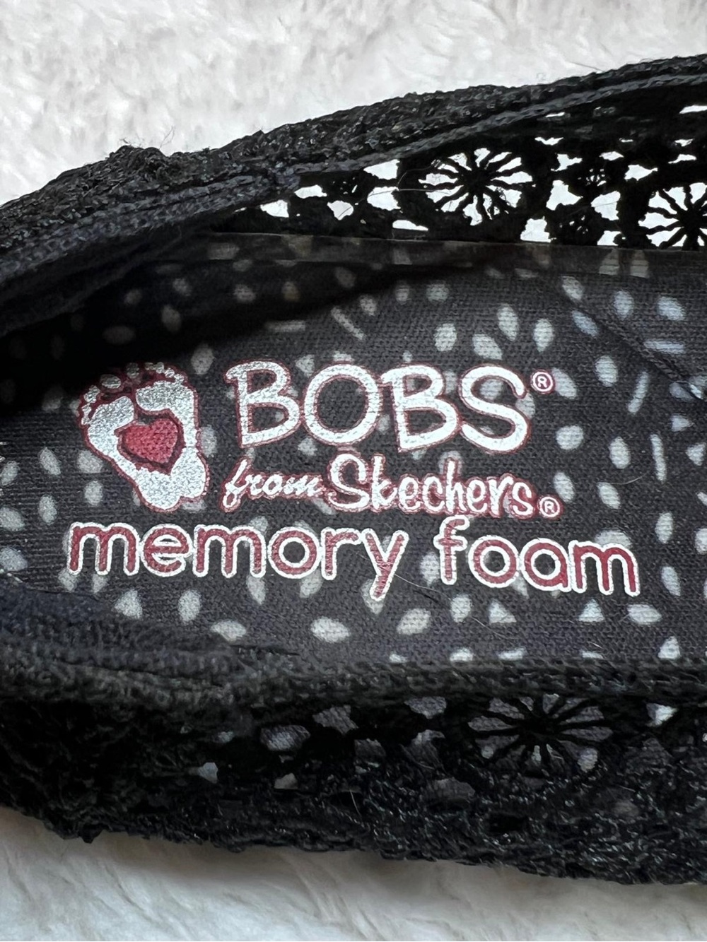 Skechers BOBS Women's Black Crochet Slip-On Flats - Picture 5 of 7